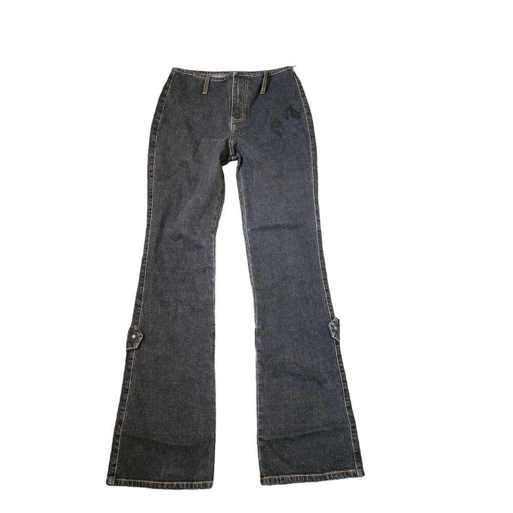 Vintage Y2K Thalia Sodi High Waist Wide Flare Leg Jeans Womens Size 8 Black NEW
